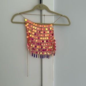 Iridescent Disc Halter Bralette